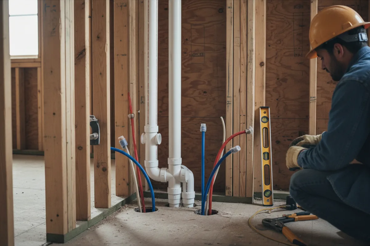 Drain and supply rough-in during Leak Detection in Garberville